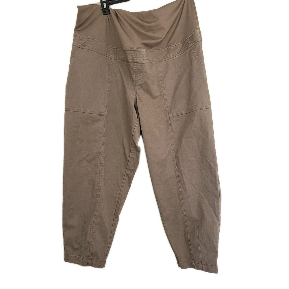 Ingrid & Isabel Over The Belly High-Rise Brown Maternity Pants Barrel XXL NWT